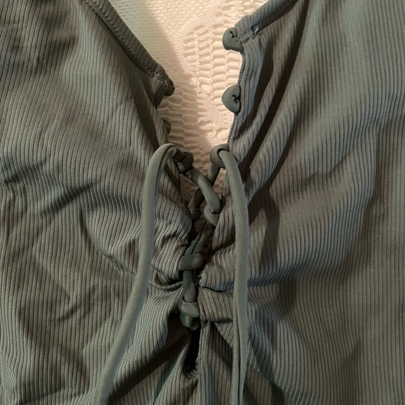 OLIVE GREEN LACE UP SCOOP BACK ONE PIECE BATHING SUIT - Picture 8 of 8